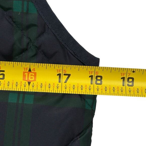 J.Crew Excursion Quilted Down Vest Blackwatch Plaid Holiday Puffer Gold Zip XS - Picture 11 of 14
